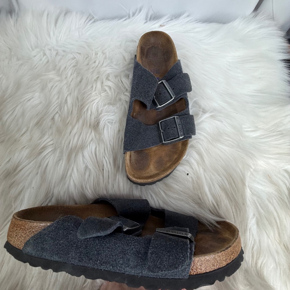 Birkenstock Arizona Suede Leather Sandals Charcoal Grey EU 38 US 7-7.5